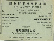 93162 - BELGIO - STORIA POSTALE - Pubblicità COPERTINA ASSEGNI 1937 Ricambi Auto