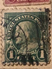 Benjamin Franklin Green 1 Cent Stamp Francobollo 1 Cent 