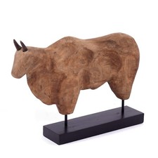 TORO DI LEGNO | Legno di mango | Scultura decorativa Toro Statua, Espositore in legno Toro
