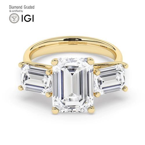 Emerald diamond trilogy ring - diamond,