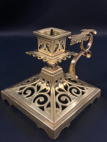 Candelabro mano xix bronzo - candelabro,