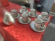ARTE DESIGN MORINOX 1970 SERVIZIO CERAMICA ACCIAIO 6 TAZZINE CAFFE' ZUCCHERIERA