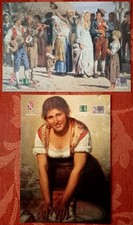 PASQUALE CELOMMI-UNO SPOSALIZIO-LA LAVANDAIA-MOSTRA GENTE D'ABRUZZO-2 CARTOLINE