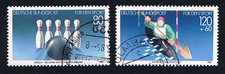 GERMANIA 2 FRANCOBOLLI PRO SPORT BOWLING CANOA KAYAK 1985 usato