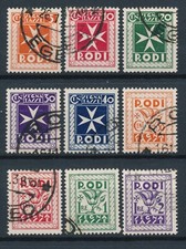 335  1934 COLONIE  ISOLE EGEO  RODI SEGNATASSE SERIE CPL USATO SPLENDIDA