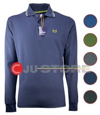 Polo uomo manica lunga maglia a camicia con taschino cotone piquet TAGLIE FORTI
