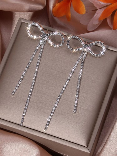 Orecchini goccia fiocco - , strass