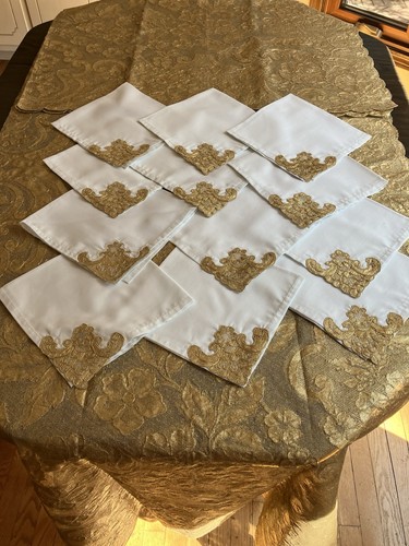 Tovaglia vintage pizzo - oro, 72"