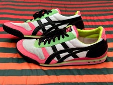 RARO VINTAGE Onitsuka Tiger Ultimate 81 donna US 11/43,5 o uomo 9,5 rosa/lime
