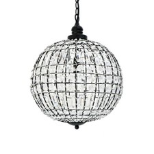 Lampada a sfera CRISTAL nera con cristalli lampada a sfera lampada a sospensione lampadario