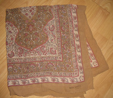 Parigi vintage foulard seta ornamenti + fiori 82 cm x 76 cm