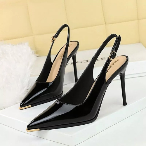 Decolte slingback nere lucide - slingback,
