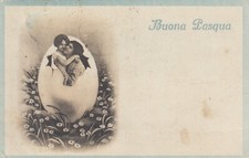 CARTOLINA *100 AUGURALE BUONA PASQUA UOVO PASCALE PULCINI AGNELLI VIAGGIATA 1921