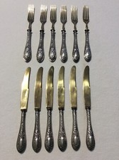 SET DA 6 POSATE DESSERT - SOLINGEN LAMINA ARGENTO 800 - LIBERTY DORATO