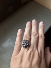 Anello in argento 925 brunito con pietre di ametista naturale