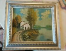 Raffaele Lattuada firma originale paesaggio Cornice argento antica 42 x 37