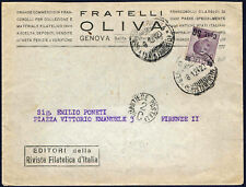 1924 - Lettera da Genova resa franca con cent.50 su 55  (n.140) - uso isolato