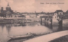 1547) CARTOLINA PAVIA PONTE TICINO PANORAMA BARCA PESCA