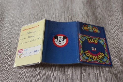 Tessera socio club - tessera, topolino
