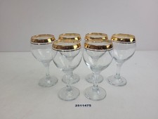 6 bicchieri vino bordo oro