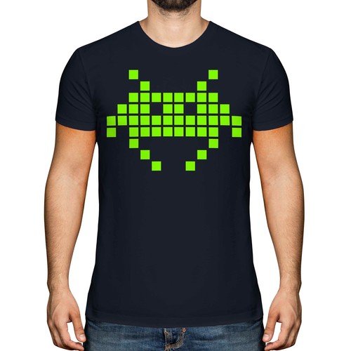 Neon space invader shirt - neon, t-shirt