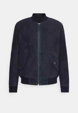 Giubbotto uomo blu navy bomber pelle puro scamosciato taglia S M L XL XXL su misura-174