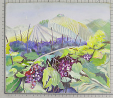 VECCHIO QUADRO PAESAGGIO VIGNE DEL PIEMONTE DIPINTO TAVOLA FIRMATO REYNAUD bsn