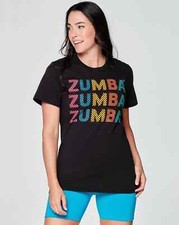 T-shirt unisex Zumba Beach Bash ~ nero audace ~ XS/S M/L XL/XXL ~ nuova! Spedizione gratuita!