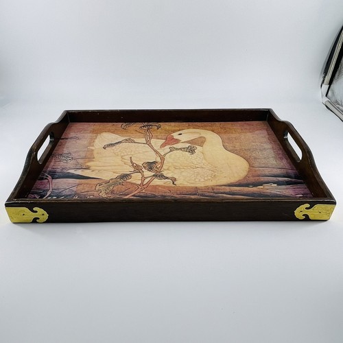 Vintage wooden tray - tv, white