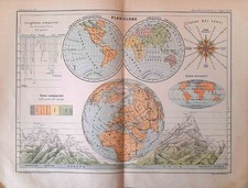 Stampa antica PLANISFERO e