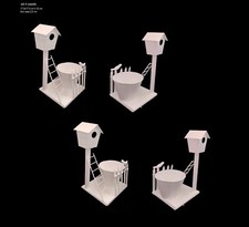 4 casette per uccelli con vaso fioriera arredo balcone giardino portavaso bianco