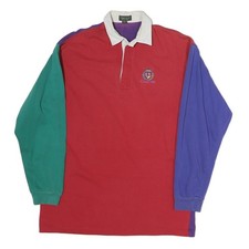 Polo rugby CROSS CREEK uomo rossa verde e viola manica lunga XL stemma