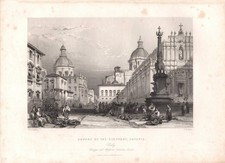 Stampa antica CATANIA Piazza