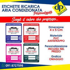 250 Etichette ADESIVE PVC PERSONALIZZATE RICARICA ARIA CONDIZIONATA CLIMA