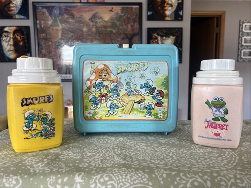 Porta pranzo vintage - puffi, blu