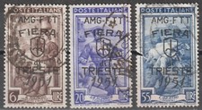 TRIESTE ZONA A 1951,  Fiera di Trieste, 3 valori serie cpl. usata, difettosa
