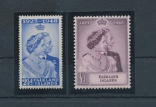 1948 ISOLE FALKLAND - Stanley Gibbons 166/167 Royal Silver Wedding, 2 valori, 