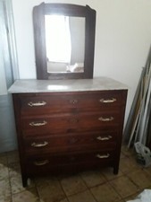 antica cassettiera con specchio e piano di marmo fine '800/primi '900 