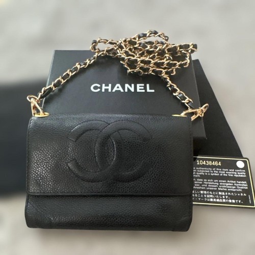 Chanel nero caviale trifold - nero,