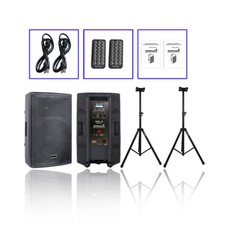 Altoparlante 2P 15" Alimentato 4000W Altoparlanti + 2 Supporti Universale Altezza Regolabile