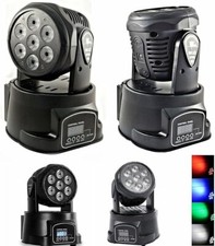PROIETTORE LED RGB TESTA ROTANTE MOBILE EFFETTI DISCO 7 LED 10W Led wash DMX, TE