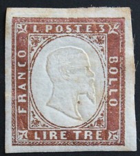 SARDEGNA Sardinia IV emissione/issue 3 lire rame/copper MH Sass#18A CV700