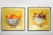 Coppia di quadretti in legno Dauphin FRUTTA 20x20x2 cm