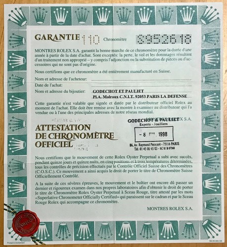 Rolex certificate daytona - rolex,