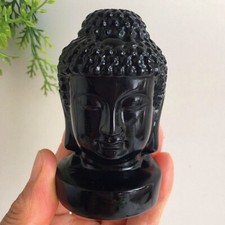 Testa di Buddha Intaglio Pietra Ossidiana Quarzo Cristallo Collezione Buddismo Guarigione
