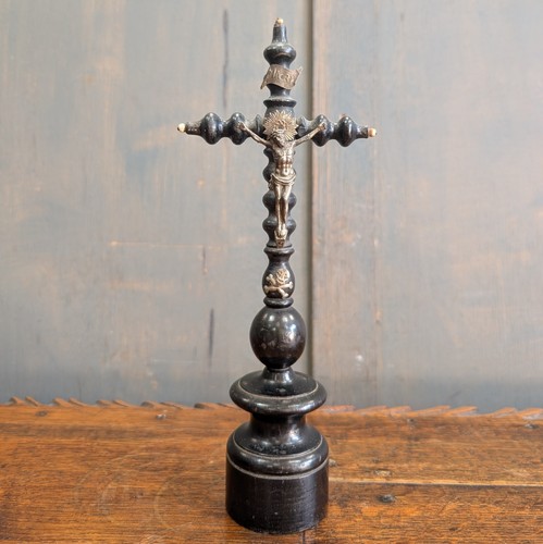 Antique french bobbin crucifix - antique,
