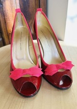 MARC BY MARC JACOBS Y2K tacco a spillo rosso in vernice con fiocchi rosa taglia 39 1/2