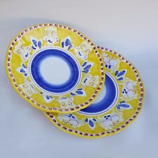 Coppia di Piatti in Ceramica Vietri 2 pezzi 100% decorato a mano Giallo 