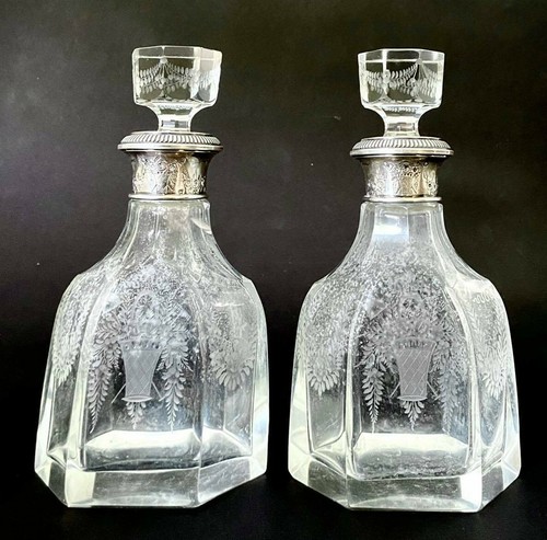 Coppia antichi decanter - coppia, (2)
