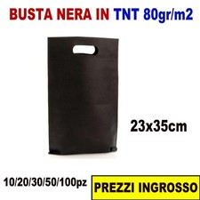 10/20/30/50 BUSTA IN TNT 80 g/m2 NERA NERO SHOPPING REGALO BORSA SCARPE REGALINI